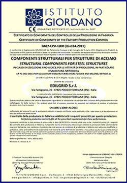 CERTIFICAZIONI UNI EN ISO 1090-1:2009+A1:2011 - Edilgrid